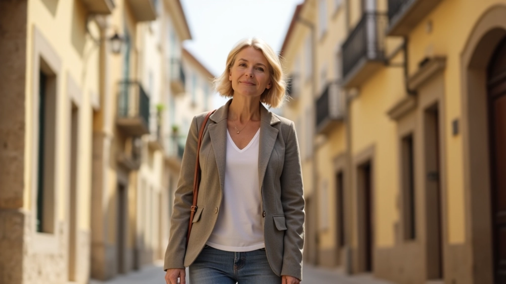 Woman in warm lighting, professional appearance, confident pose, natural office environment